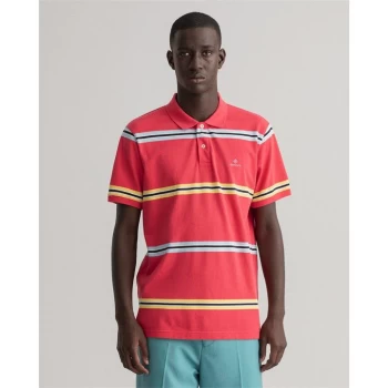 Gant Stripe Rugger Polo Shirt - Pink