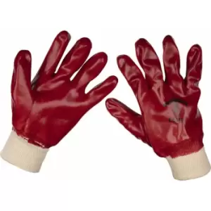 Loops - pair - large General Purpose pvc Gloves - Knitted Wrists - Waterproof Protection