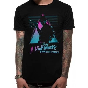 Nightmare On Elm Street - Unisex Large Retro T-Shirt (Black)