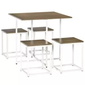 Homcom Space Saving 5 Piece Square Dining Table Set Wood Effect And White