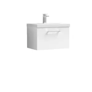 Nuie Arno 600mm Wall Hung 1 Drawer Vanity & Basin 1 Gloss White