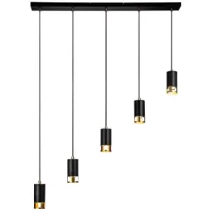 Luminosa Lighting - Luminosa Phelps 5 Light Bar Linear Ceiling Pendant GU10, Black, Painted Gold