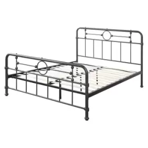 Crazy Price Beds Lyndhurst Black/Silver Metal Double Bed