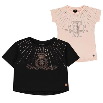 Firetrap 2 Pack Short Sleeve T Shirts - Pink Embellish