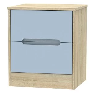 Robert Dyas Barquero Ready Assembled 2-Drawer Bedside Table - Pine/Denim