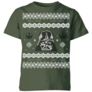 Star Wars Darth Vader Knit Kids Christmas T-Shirt - Forest Green - 9-10 Years