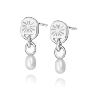 Daisy London 925 Sterling Silver Treasures Sunburst Seed Pearl Stud Earrings Sterling Silver