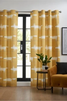 Scion Mr Fox Eyelet Curtains Yellow