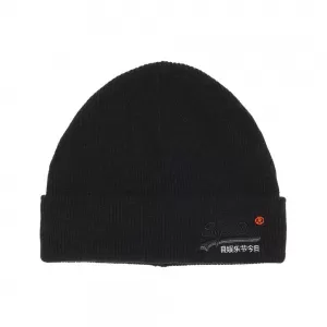 Superdry Orange Label Beanie - Black, Men