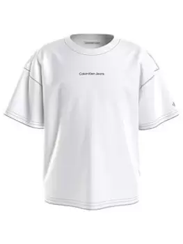 Calvin Klein Jeans Girls Boxy Logo T-Shirt - White, Size Age: 10 Years, Women