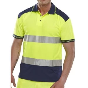 BSeen Polo Shirt Hi Vis Polyester Two Tone 2XL YellowNavy Ref