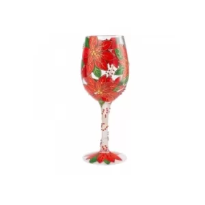 Pretty as a Poinsettia Wine Glass