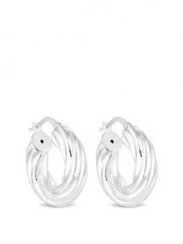 Simply Silver Polished Huggie Twist Tube Hoop Earrings