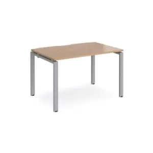 Bench Desk Single Person Starter Rectangular Desk 1200mm Beech Tops With Silver Frames 800mm Depth Adapt