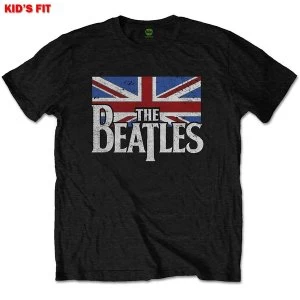 The Beatles - Dop T Logo & Vintage Flag Kids 3 - 4 Years T-Shirt - Black