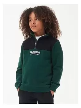 Barbour International Boys Circuit Half Zip Sweat Top - Pine Grove, Green, Size 6-7 Years