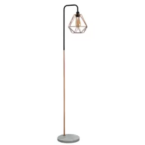 Talisman Black and Copper Floor Lamp With White Marble Base and Coppe