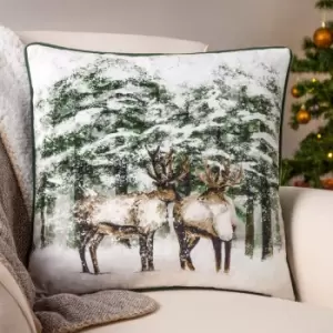 Reindeer Cushion Green / 45 x 45cm / Polyester Filled