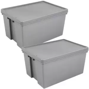 Wham Bam Grey Heavy Duty Upcycled Box & Lid 150L - Set of 2