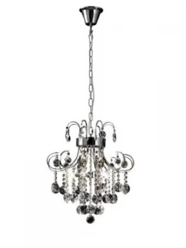 Ceiling Pendant 5 Light Polished Chrome, Crystal