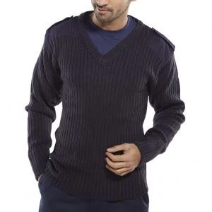 Click Workwear Sweater Military Style V Neck Acrylic S Navy Blue Ref