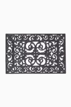 Black Wrought Iron Effect Parisian Rubber Doormat 60 x 40 cm