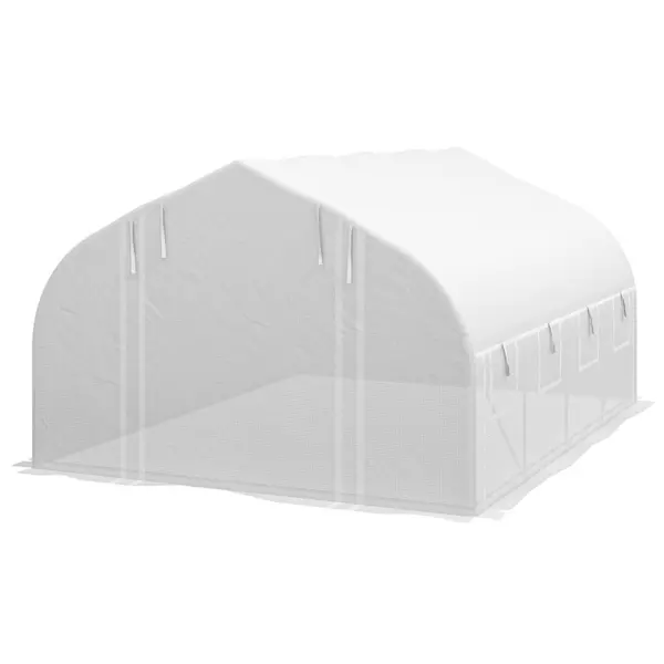 Outsunny 3 x 3 x 2m Polytunnel Greenhouse Pollytunnel Tent Steel Frame White