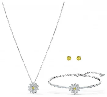 Swarovski Eternal Flower Set Yellow Mixed Metal Finish Jewellery