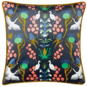 Herons Illustrated Cushion Navy