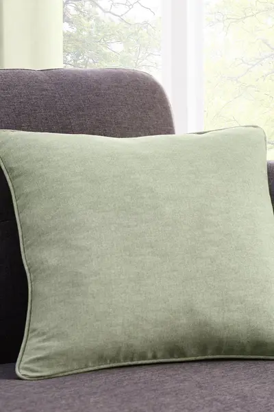 Fusion 'Sorbonne' Luxury Plain Dyed Filled Cushion 100% Cotton Green