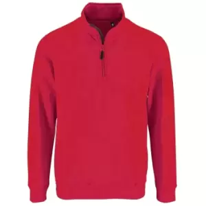 SOLS Mens Stan Contrast Zip Neck Sweatshirt (3XL) (Red)