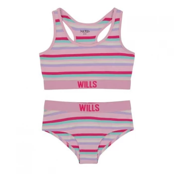 Jack Wills Kids Girls Cropped Bralette And Hipster Brief Set - Pink Lady