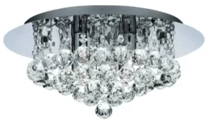 LED 4 Light Semi Flush Bathroom Ceiling Light Chrome with Crystal Balls IP44, G9 LED