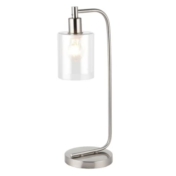 Toledo 1 Light Table Light Brushed Nickel & Clear Glass, E27