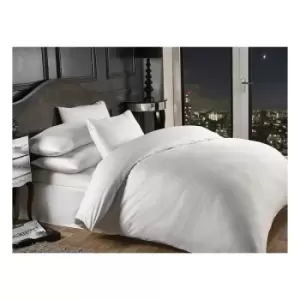 Grosvenor Bedding Cotton Rich 1000 Thread Count Satin Striped Housewife Pillowcase Pair, White