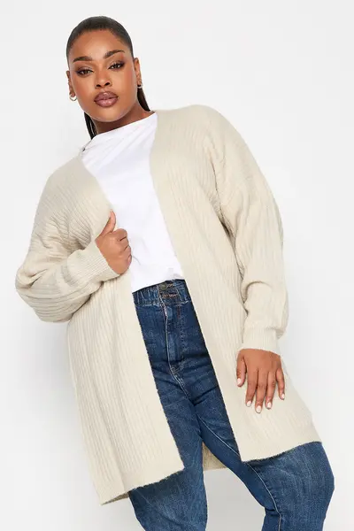 Yours Ribbed Cardigan Cream