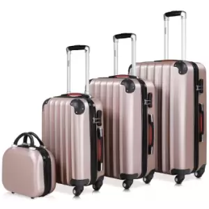 Baseline Hard Shell Rose Gold Suitcase 4pc Set