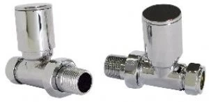 Wickes Contemporary Chrome Round Straight Radiator Valves - 15mm