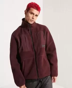 Superdry Mens Expedition Fleece Jacket Red / Rich Deep Burgundy - Size: L