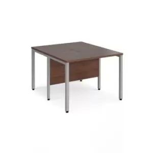 Office Desk 2 Person Rectangular Desk 1000mm Walnut Tops With Silver Frames 1200mm Depth Maestro 25