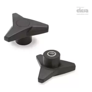 Elesa - soft Three-arm knob-VB.839/63 SST-M8-Soft-C9 Black