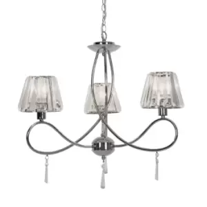 Paria Multi Arm Chandelier with Shades, Chrome, Clear, 3x E27