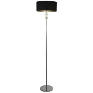 Searchlight New 1 Light Chrome Floor Lamp With Black Shade Silver Inner