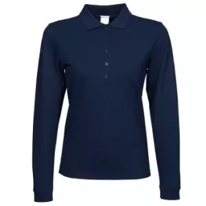 Tee Jays Womens/Ladies Luxury Stretch Long Sleeve Polo Shirt (3XL) (Navy Blue)