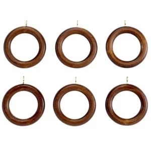 Colours Modern Walnut Effect Wood Curtain Ring Dia35mm