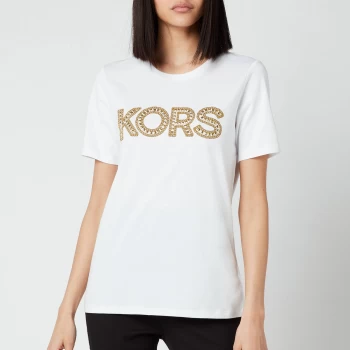 Michael Kors Womens Kors Studded Classic T-Shirt - White - XS