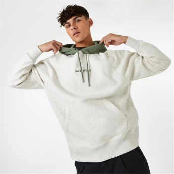 Jack Wills Colour Block Hoodie - Ecru Marl