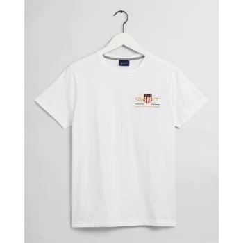 Gant Embroidered Short Sleeve T Shirt - White