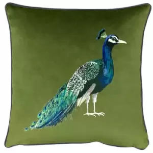 Peacock Cushion Olive, Olive / 43 x 43cm / Polyester Filled