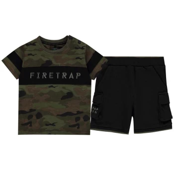 Firetrap Camo T-Shirt and Shorts Set Baby Boys - Camo/Black